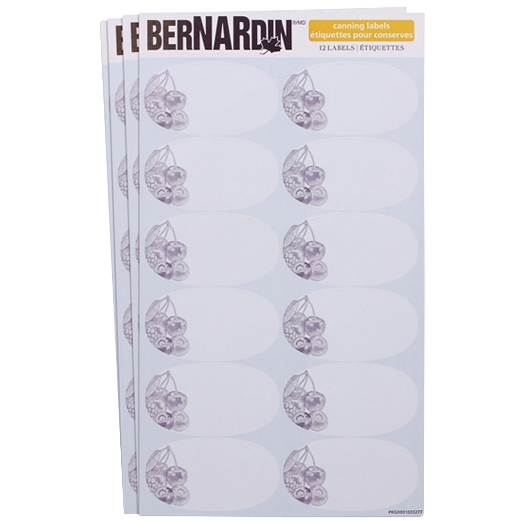 DV - BERNARDIN CANNING LABELS WHITE (12 PER SHEET) 2-1/16&quot;L X 1-1/8&quot;W