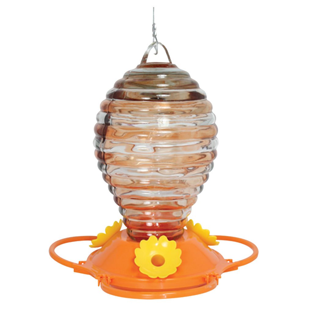 PINEBUSH ORIOLE GLASS W/ PAINTED RINGS FEEDER
