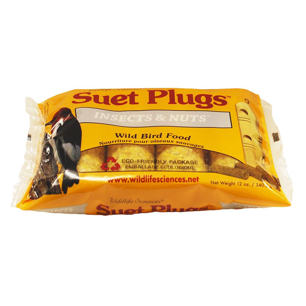 WILDLIFE SCIENCE SUET PLUGS INSECTS &amp; NUTS 4 PACK 12OZ