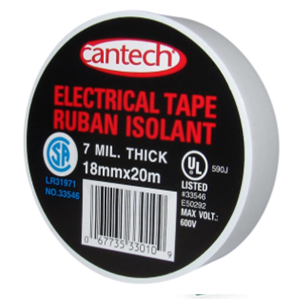 CANTECH ELECTRICAL TAPE WHT 20M L X 18MM W