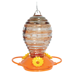 [10049134] PINEBUSH ORIOLE GLASS W/ PAINTED RINGS FEEDER