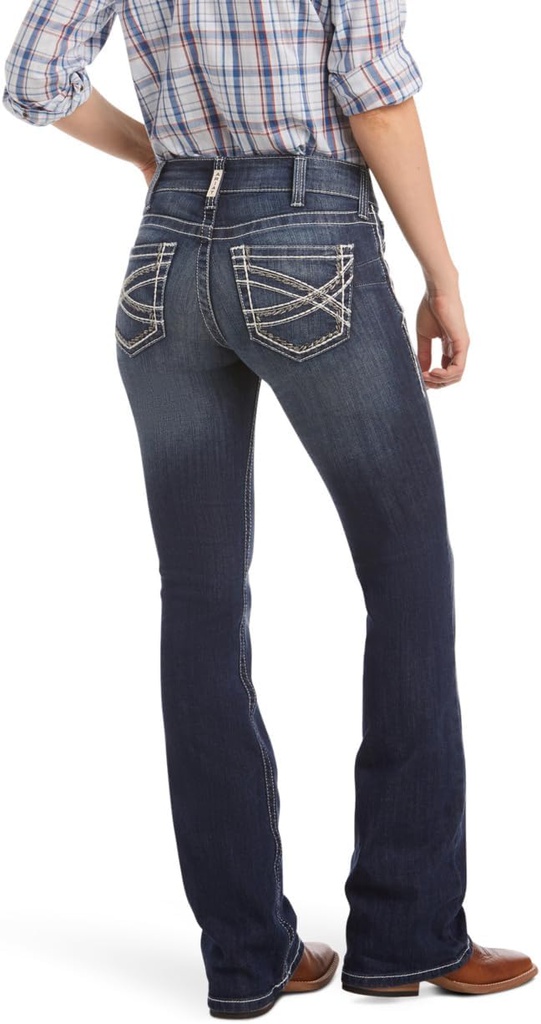 ARIAT WOMENS MIDRISE BOOTCUT JEAN R.E.A.L. ENTWINED MARINE 33 S