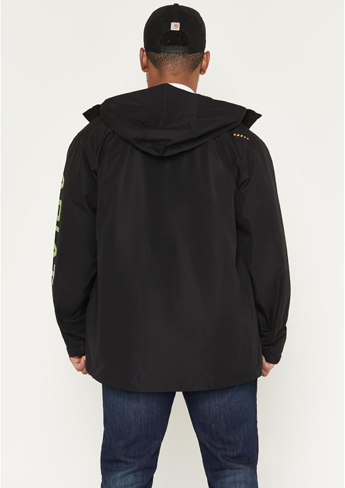 ARIAT MENS REBAR STORMSHLL LOGO H2O JACKET BLK/LIME MED