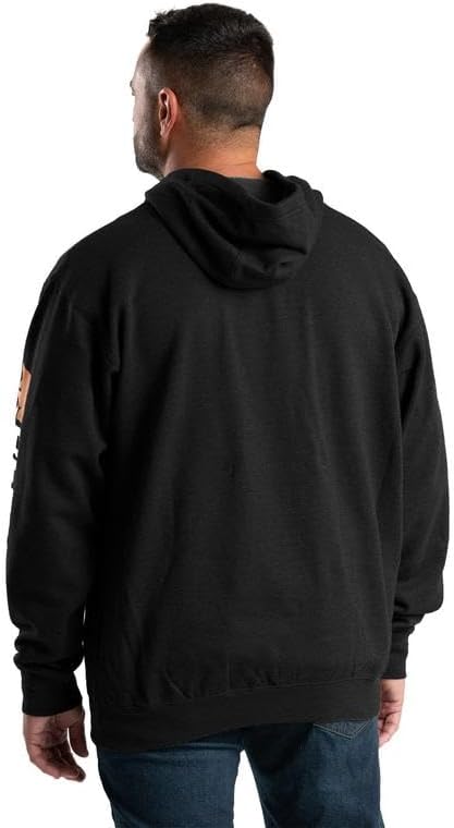 BERNE MENS SIGNATURE SLEEVE HOODED PULLOVER BLACK (L)