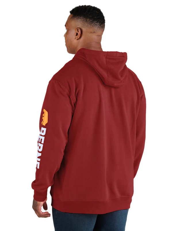 BERNE MENS SIGNATURE SLEEVE HOODED PULLOVER BRICK (M)