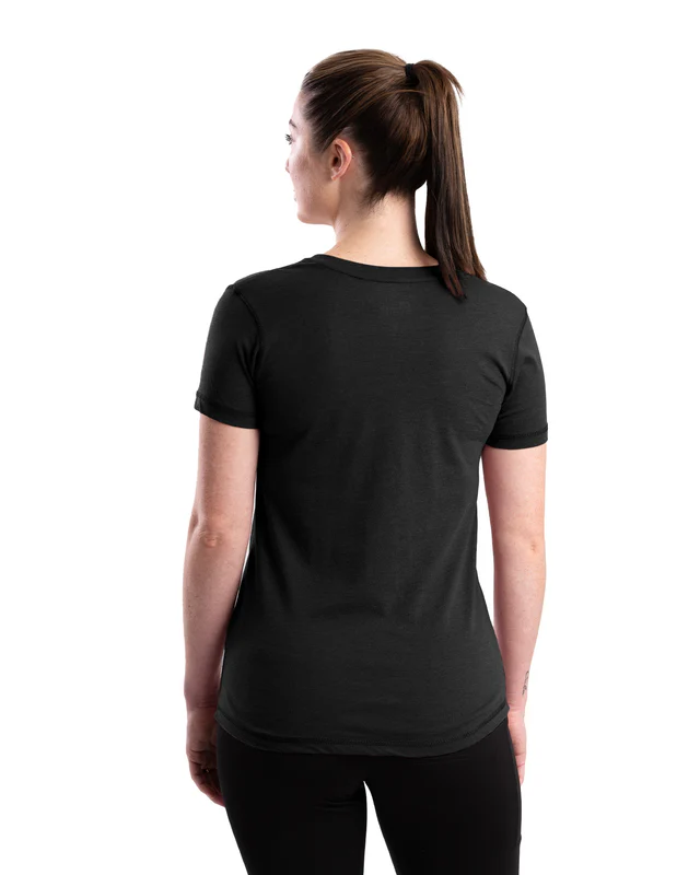BERNE WOMENS PERFORMANCE V-NECK SHORT SLEEVE TEE BLACK (S)