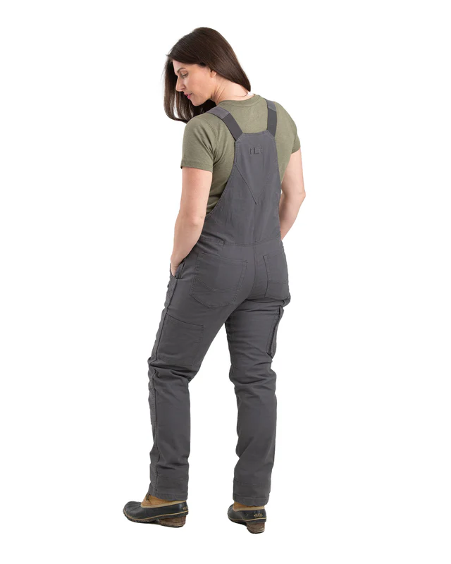 BERNE WOMENS FLEX SOFTSTONE DUCK UNLINED BIB OVERALL TITANIUM (S)