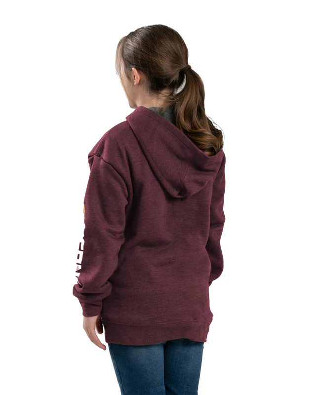 BERNE YOUTH SIGNATURE SLEEVE HOODED PULLOVER CABERNET (XS)