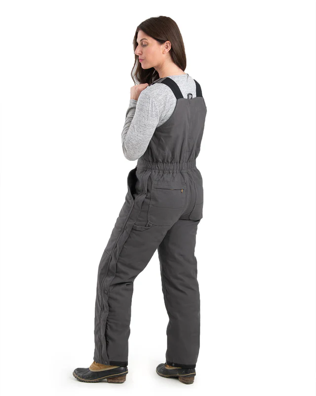 BERNE WOMENS SOFTSTONE DUCK INSULATED BIB OVERALL TITANIUM (S)