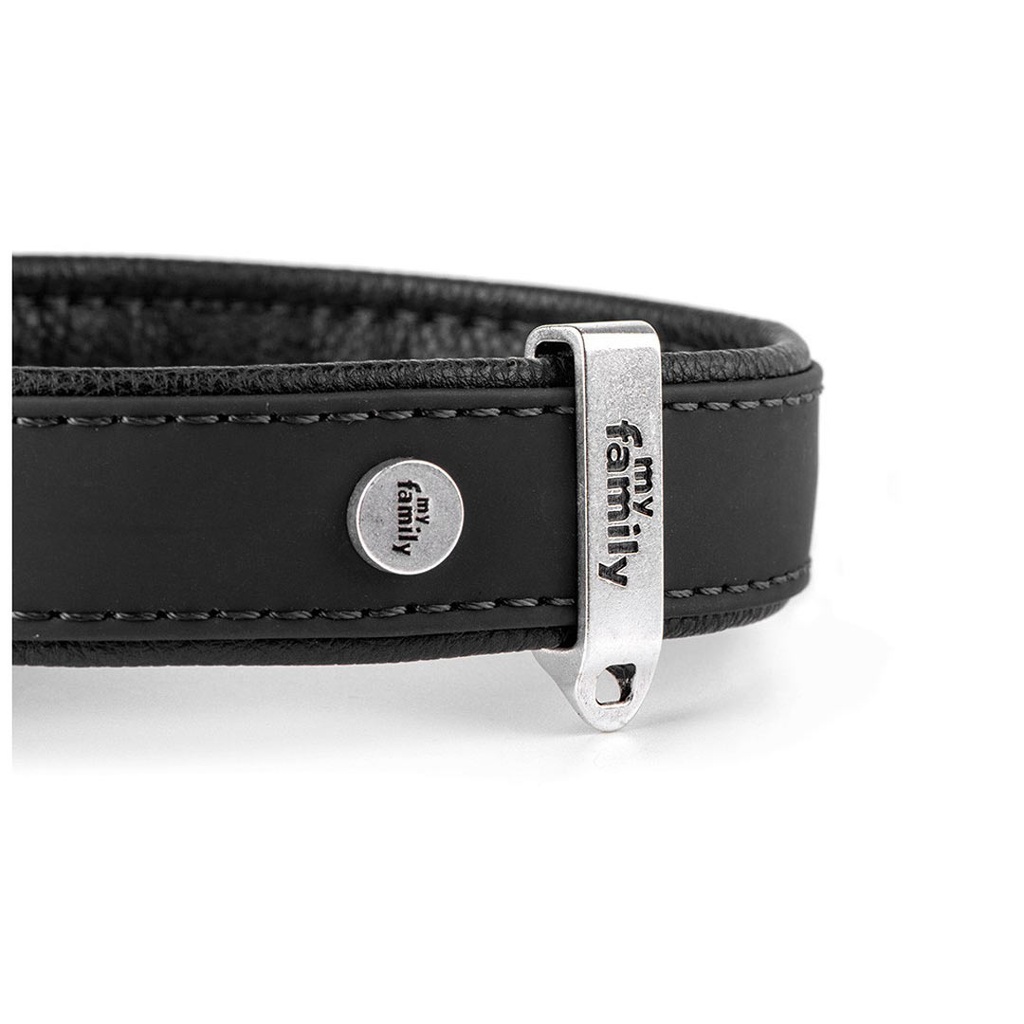 MY FAMILY BILBAO COLLAR FAUX LEATHER BLK LRG 42-50CM-3