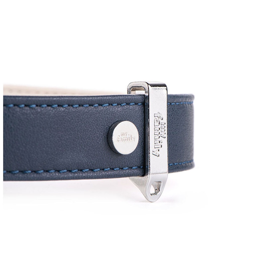 MY FAMILY HERMITAGE COLLAR LEATHER BLUE &amp; CREAM LRG 42-50CM-3