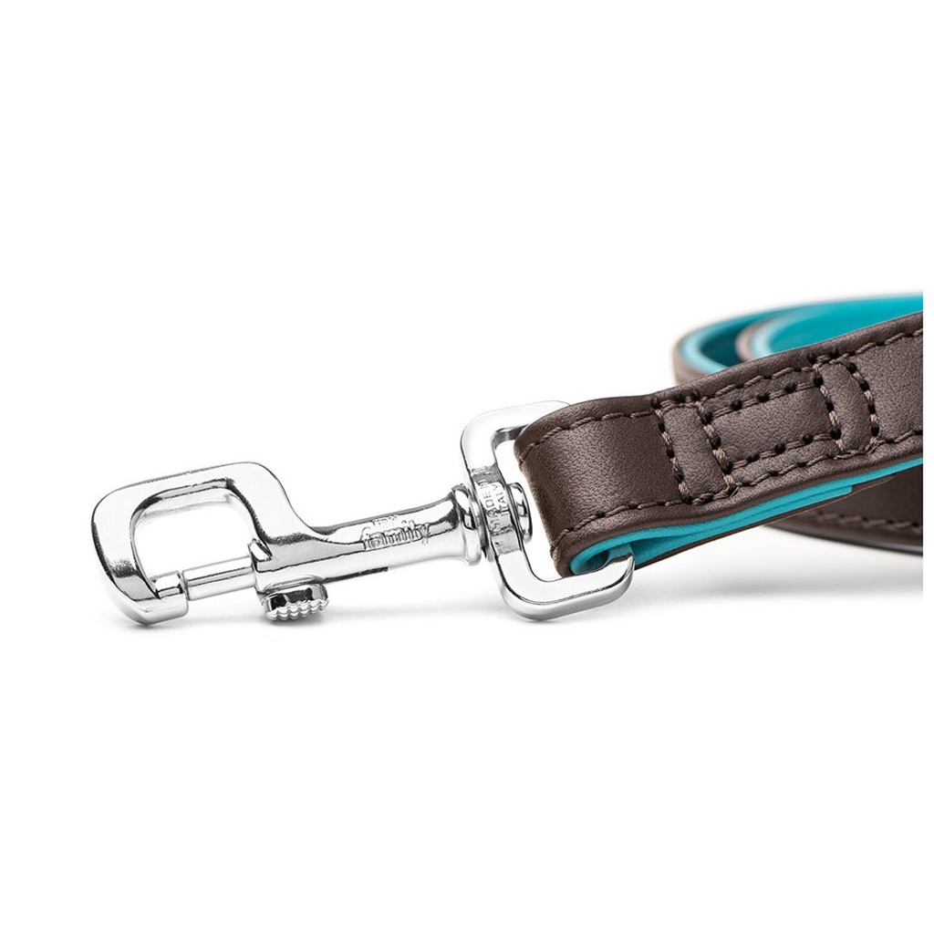 MY FAMILY HERMITAGE LEASH LEATHER BRN &amp; TURQ L-3