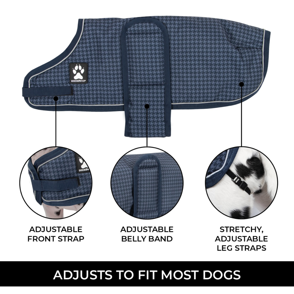 SHEDROW K9 EXPEDITION DOG COAT DRESS BLUE HOUNDSTOOTH L - info 2