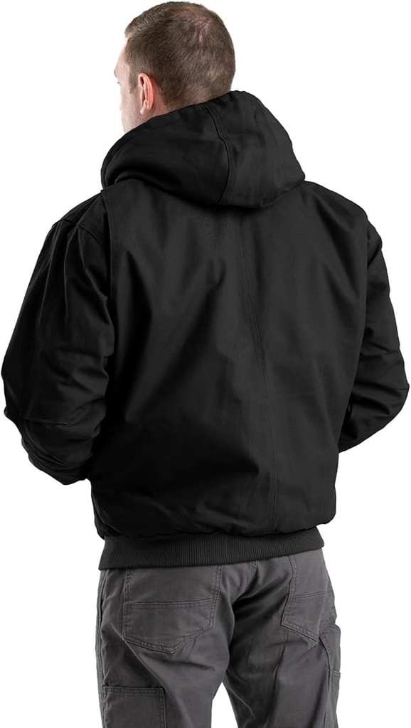 BERNE MENS NYLON INSULATED WATERPROOF HOODED JACKET BLACK (2XL)