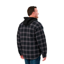 BERNE MENS QUILT-LINED HOODED SHIRT JACKET PLAID STEEL BLACK (XL)