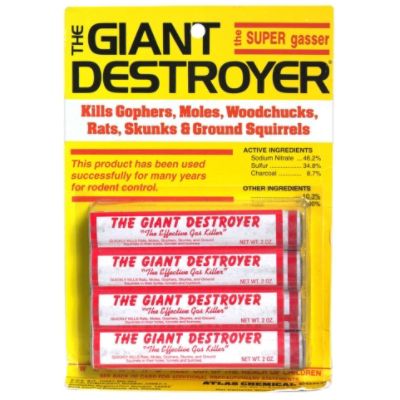 GIANT DESTROYER SUPER GASSER FOR GOPHERS, MOLES, ETC. 4PK