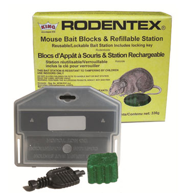 RODENTEX MOUSE BAIT STATION (REFILLABLE) &amp; BAIT BLOCKS (12x28g) 20180