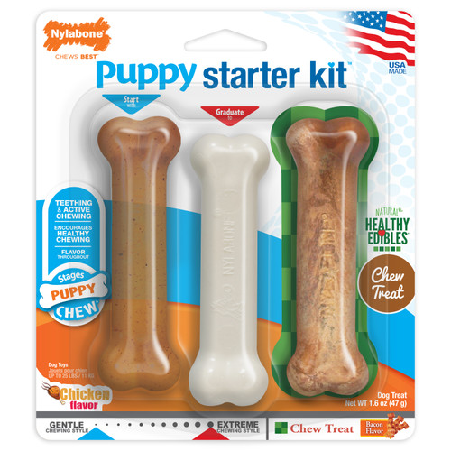 NYLABONE PUPPY CHEW TEETHING KEYS BACON GIANT