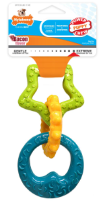 NYLABONE PUPPY CHEW TEETHING RINGS BACON