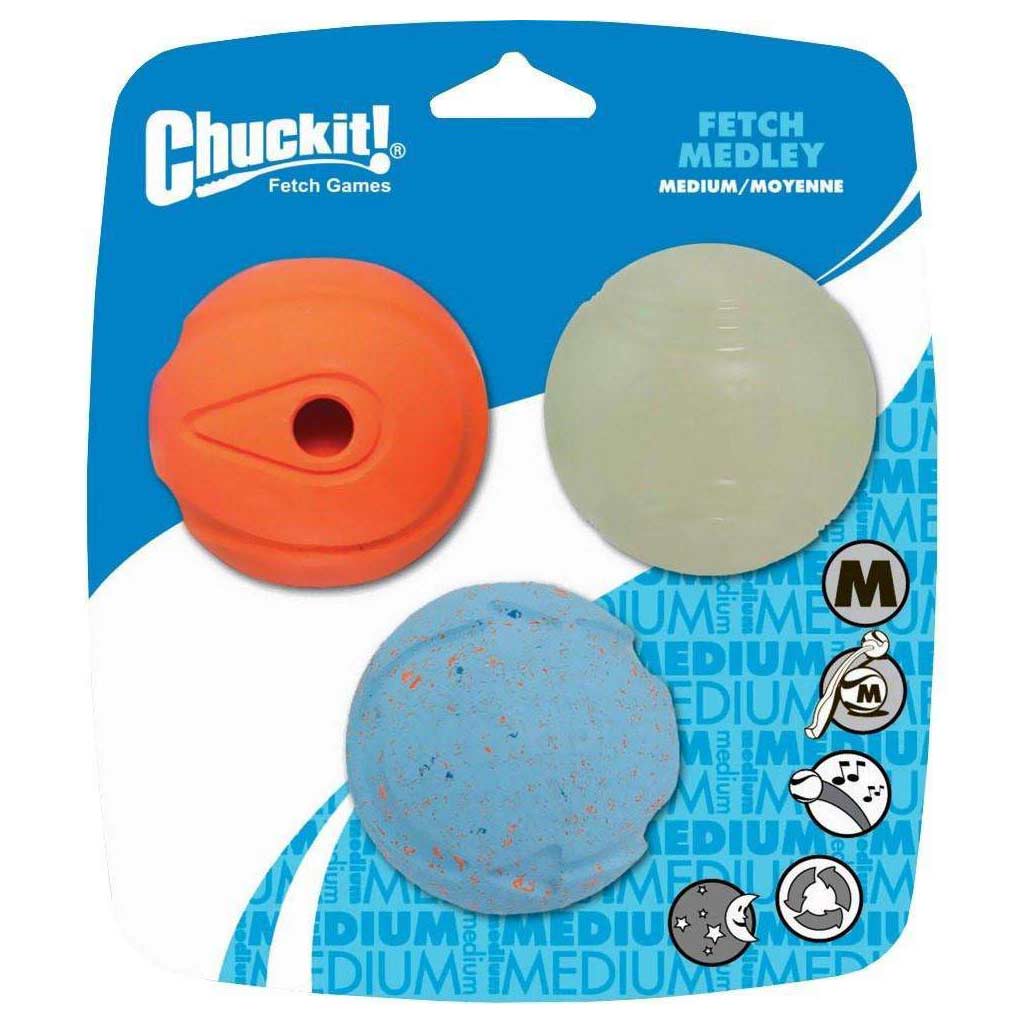 CHUCKIT FETCH MEDLEY VARIETY BALLS MEDIUM (3PK)