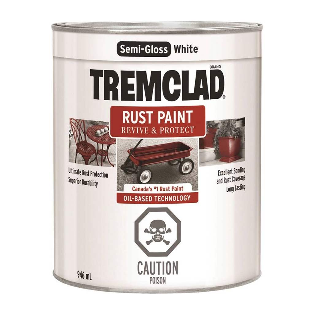 RUSTOLEUM TREMCLAD RUST PAINT SEMI GLOSS WHITE 946ML