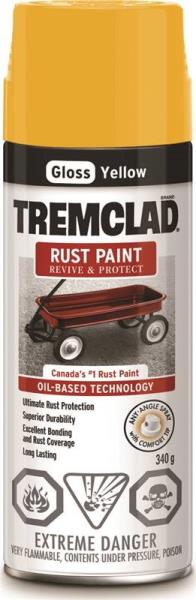 RUSTOLEUM TREMCLAD RUST SPRAY PAINT GLOSS YELLOW 340G