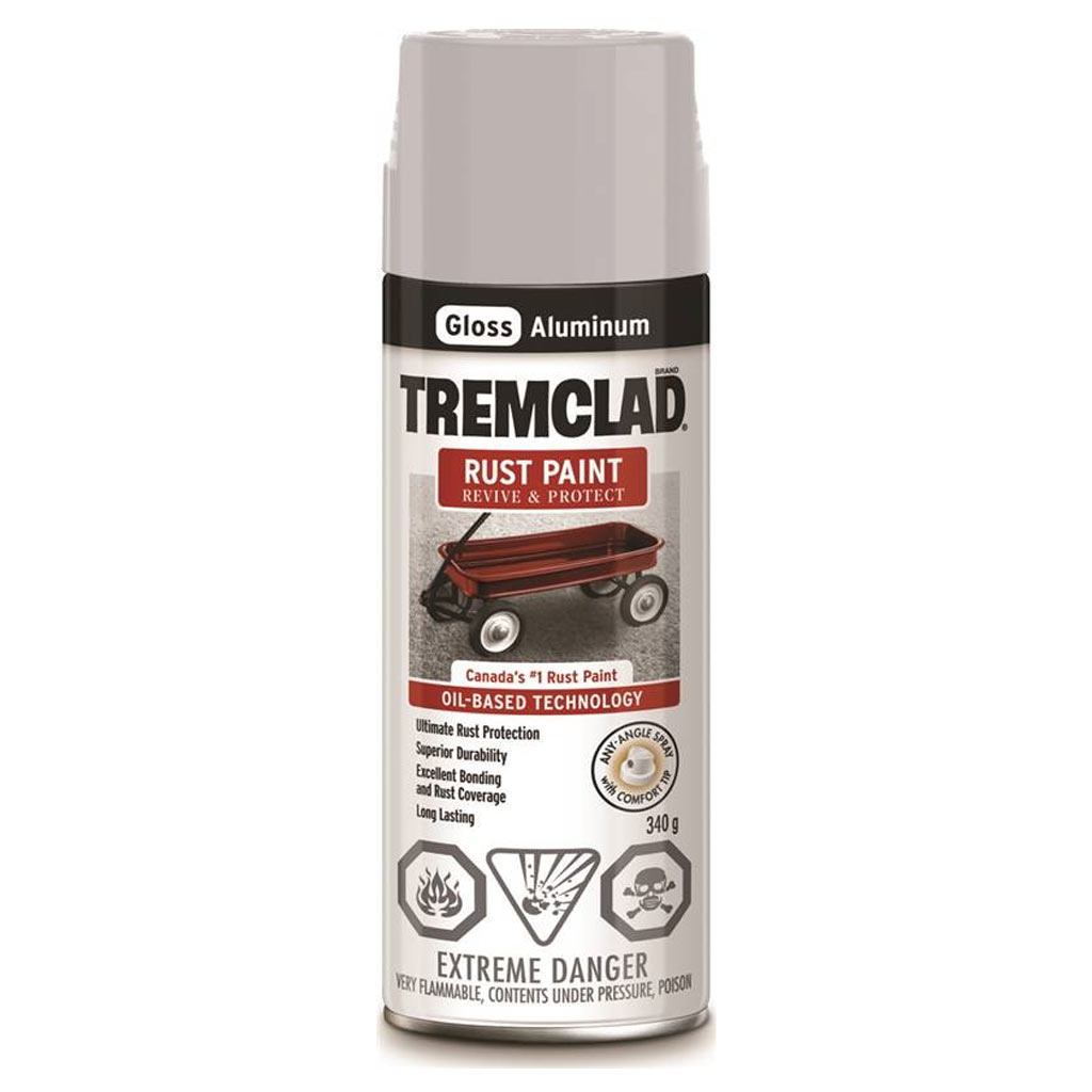 RUSTOLEUM TREMCLAD RUST SPRAY PAINT GLOSS ALUMINUM 340G 