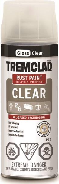 RUSTOLEUM TREMCLAD RUST SPRAY PAINT GLOSS CLEAR 340G