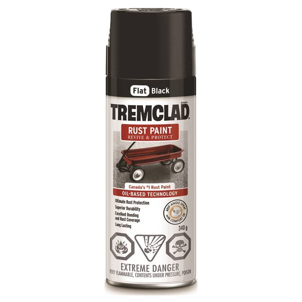 RUSTOLEUM TREMCLAD RUST SPRAY PAINT FLAT BLACK 340G