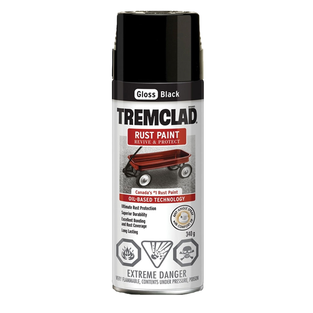 RUSTOLEUM TREMCLAD RUST SPRAY PAINT GLOSS BLACK 340G