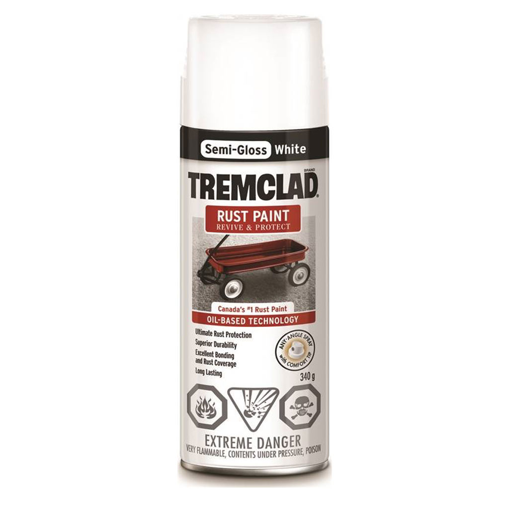 RUSTOLEUM TREMCLAD RUST SPRAY PAINT SEMI GLOSS WHITE 340G