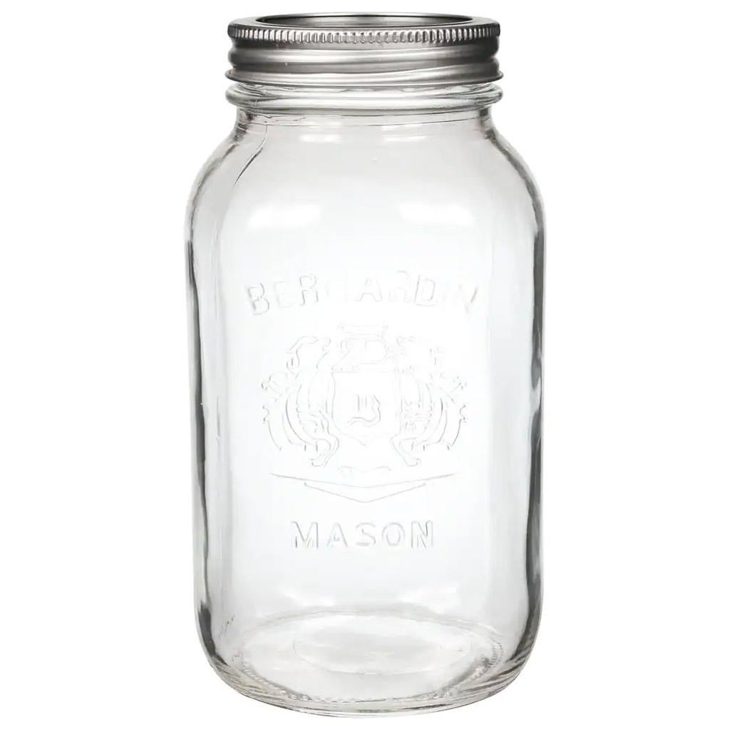 BERNARDIN MASON JAR 1L REGULAR MOUTH W/ LIDS (12PK)