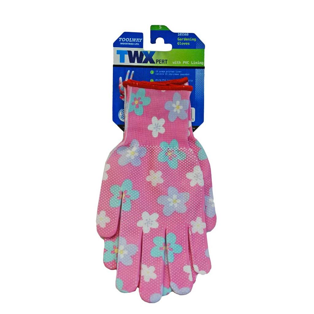 DV - GLOVE GARDEN PINK WITH PVC DOTS SMALL