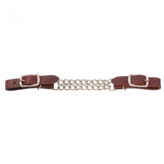 GER-RYAN CURB CHAIN LEATHER DOUBLE CHAIN BROWN