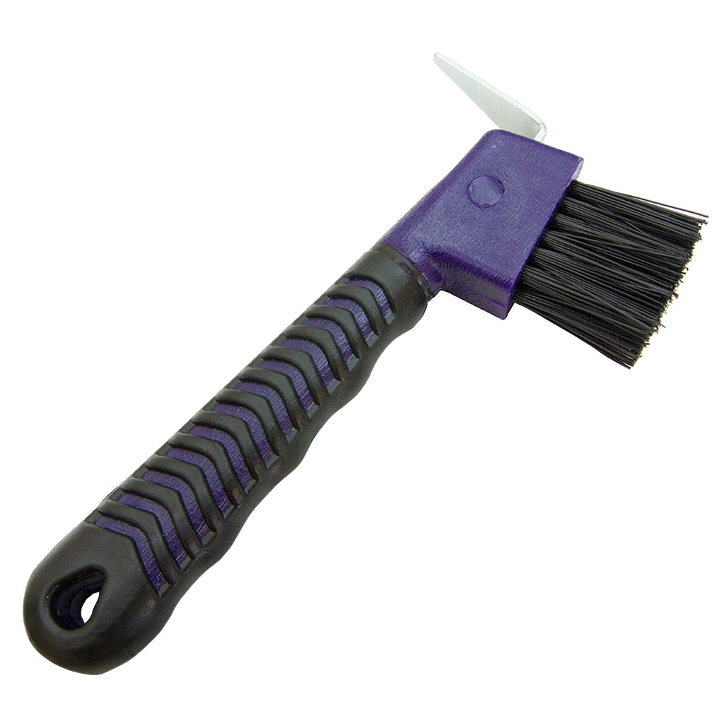 GER-RYAN HOOF PICK W/ BRUSH RUBBER GRIP PURPLE