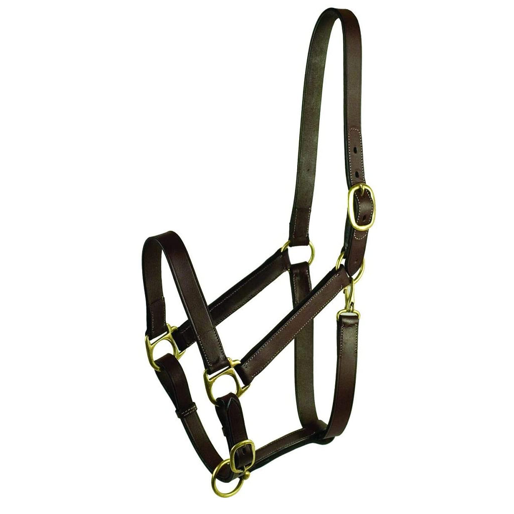 BROMONT LEATHER HALTER W/ NYLON &amp; WHITE STITCH BRWN FULL (OOS Autumn 2024)