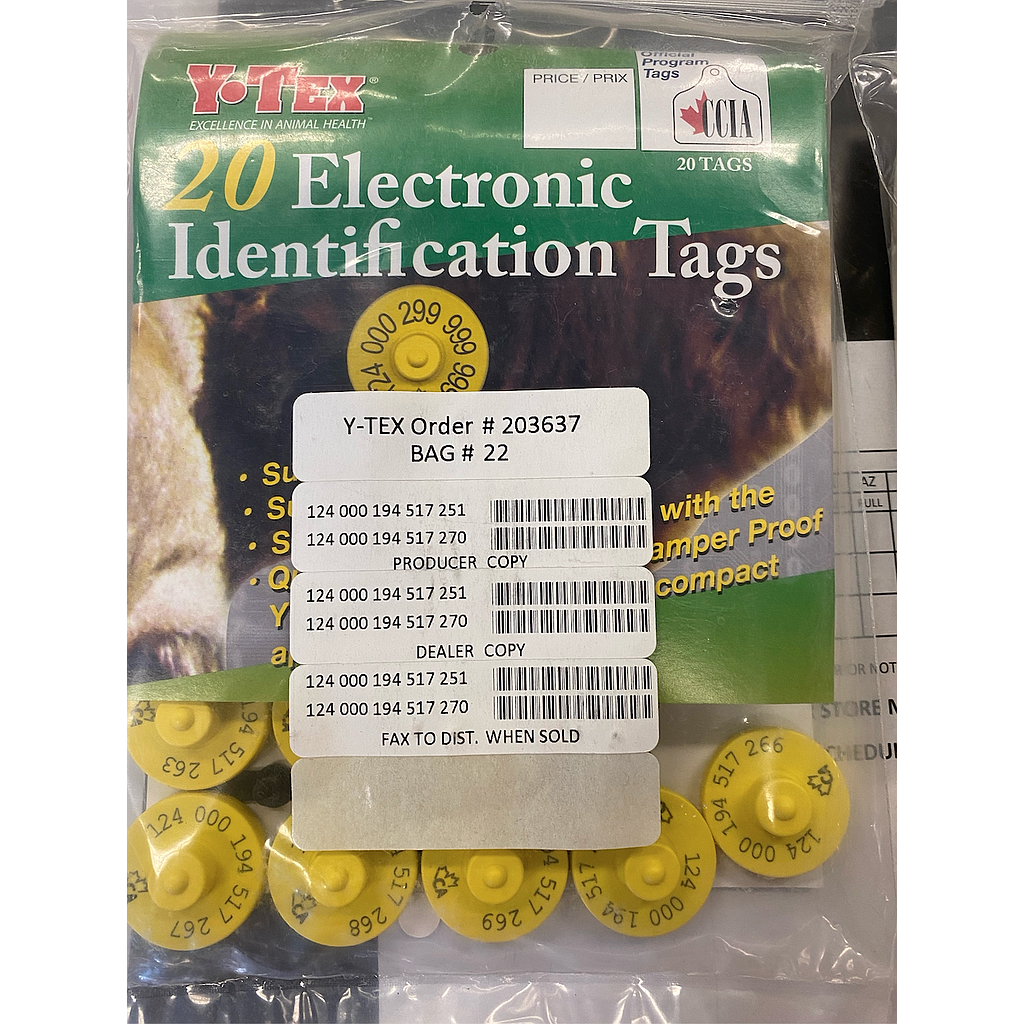 Y-TEX CCIA TAGS 20PK