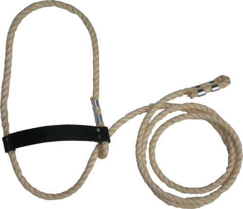 WEAVER HALTER ADJUSTABLE SISAL ROPE W/ LEATHER NOSEBAND