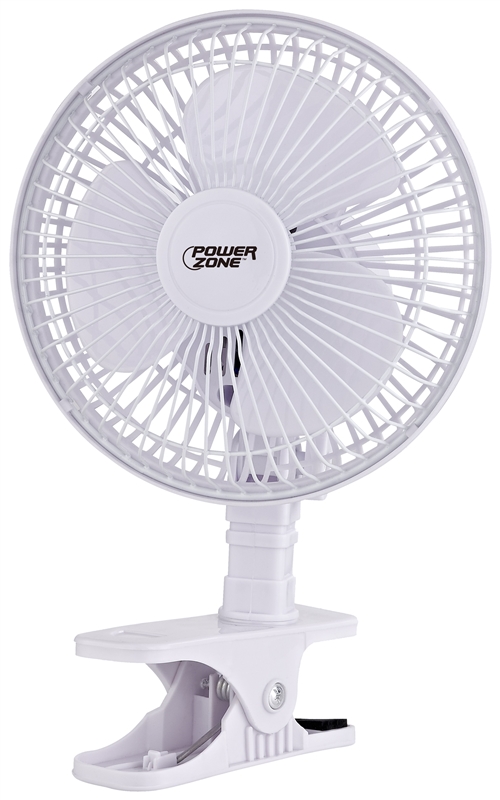 POWERZONE CLIP-ON FAN 2-SPEED, 6"DIA, WHT
