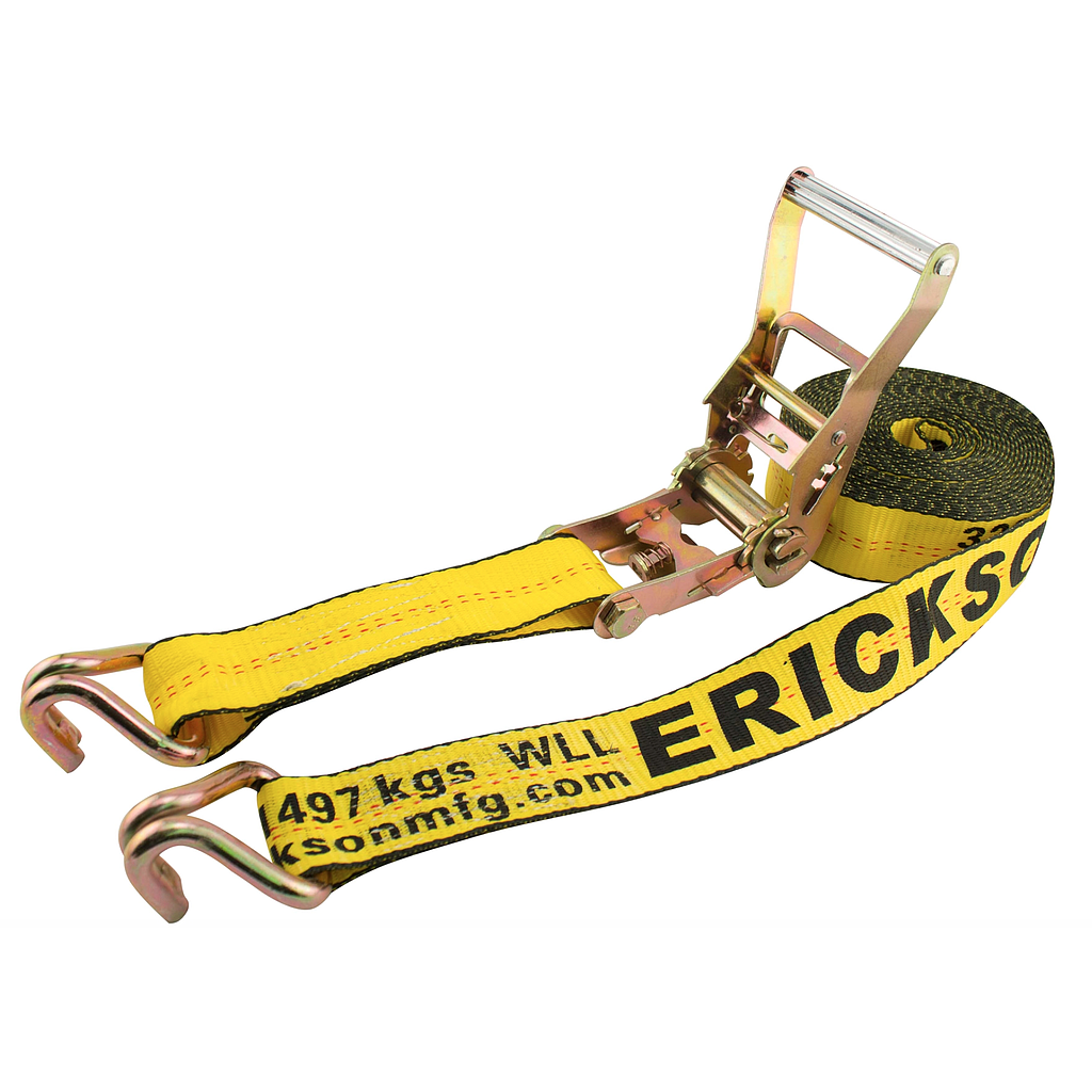 ERICKSON HD RATCHET STRAP POLY, 27FT L X 2&quot;W, 3300LB WORKING LOAD, YEL