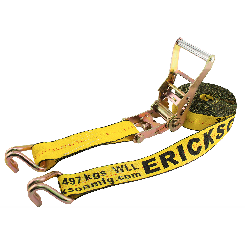 ERICKSON HD RATCHET STRAP POLY, 27FT L X 2"W, 3300LB WORKING LOAD, YEL