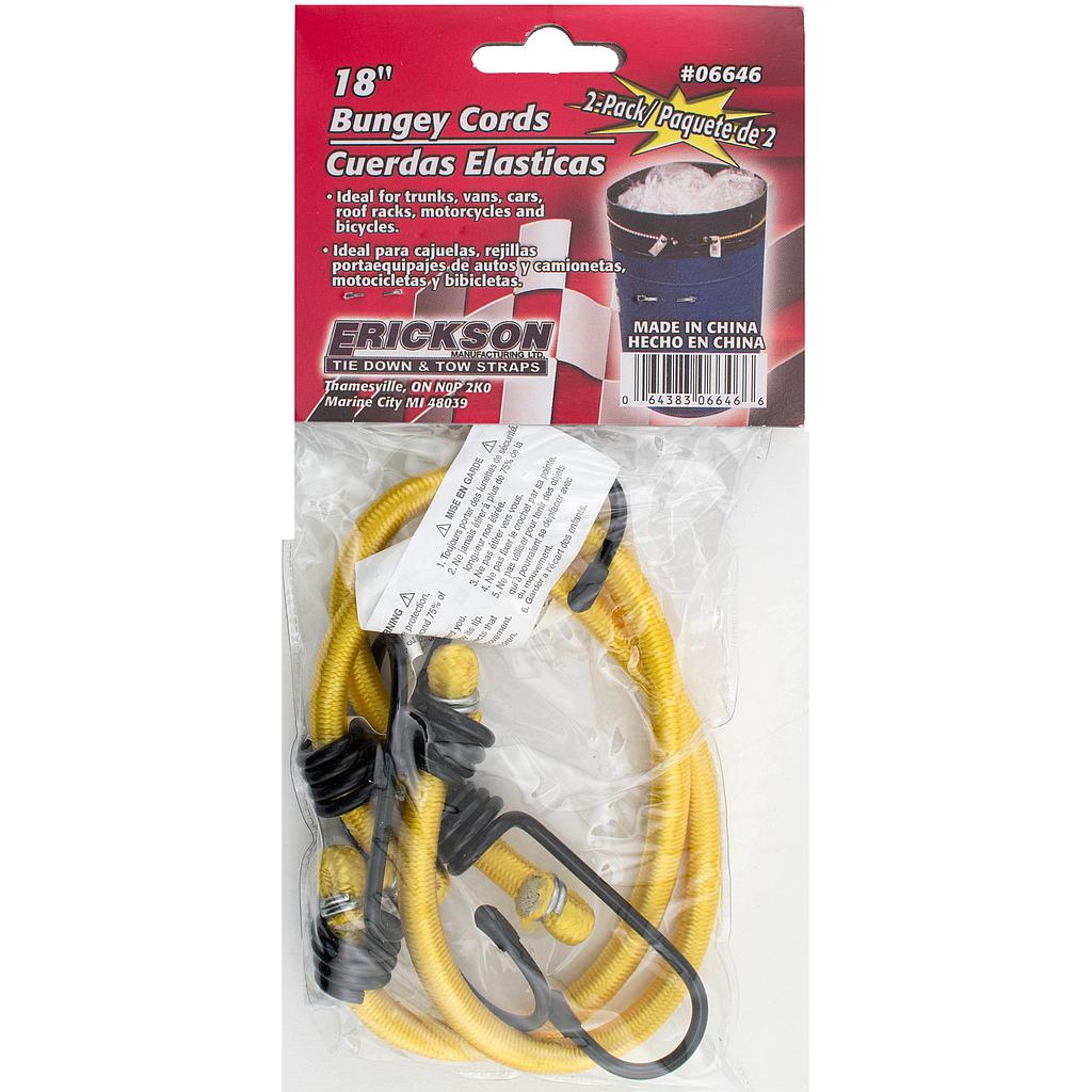 ERICKSON BUNGEY CORD, 8MM DIA X 18&quot;L, 2PK