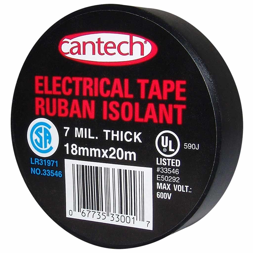 CANTECH ELECTRICAL TAPE VINYL 20MX18MM BLK