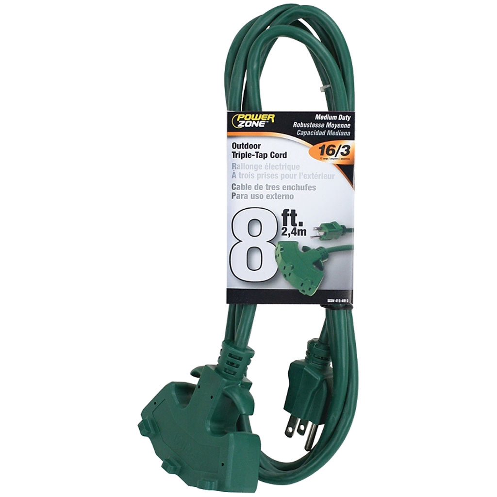 POWERZONE EXTENSION CORD, GREEN 8' L