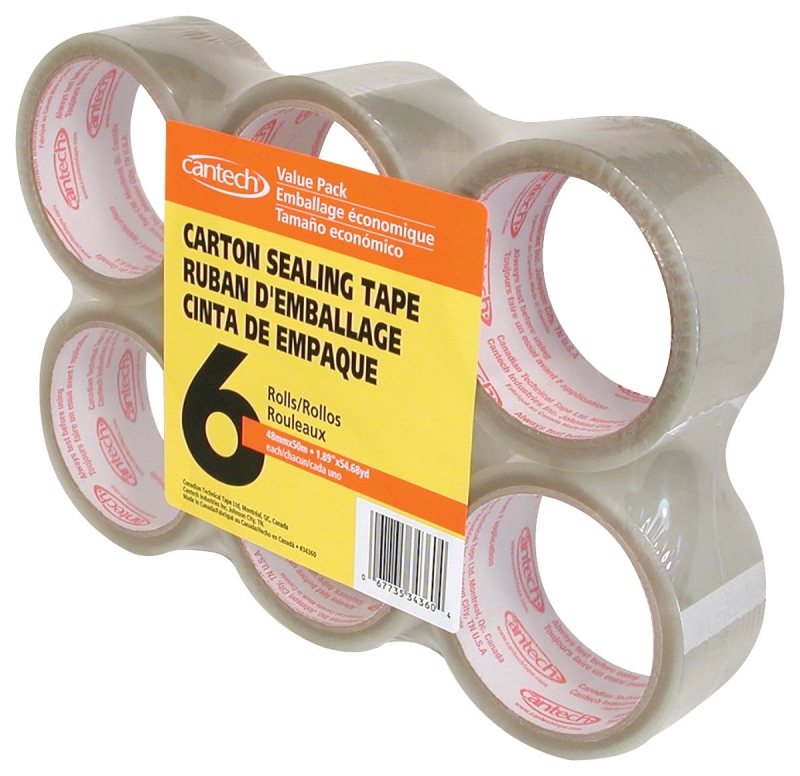 CANTECH TAPE CARTON SEALING 48MMX50M CLEAR (6PK)