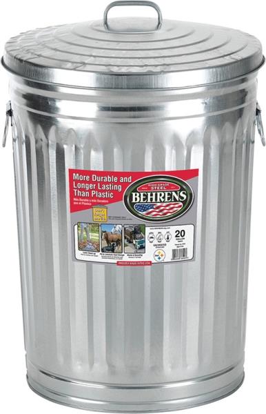 BEHRENS GARBAGE CAN W/ LID GALVANIZED STEEL 75L (20GAL)(1211)