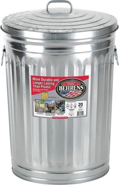 BEHRENS TRASH CAN W/ LID GALVANIZED STEEL 20GAL 1211