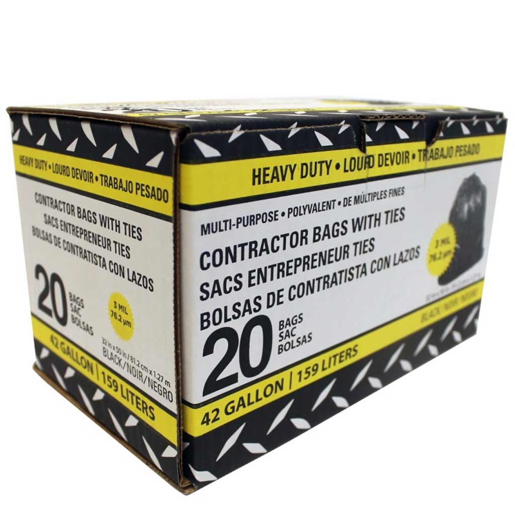 STEELCOAT TRASH BAGS CONTRACTOR BLK 42 GAL/159L (20PK)