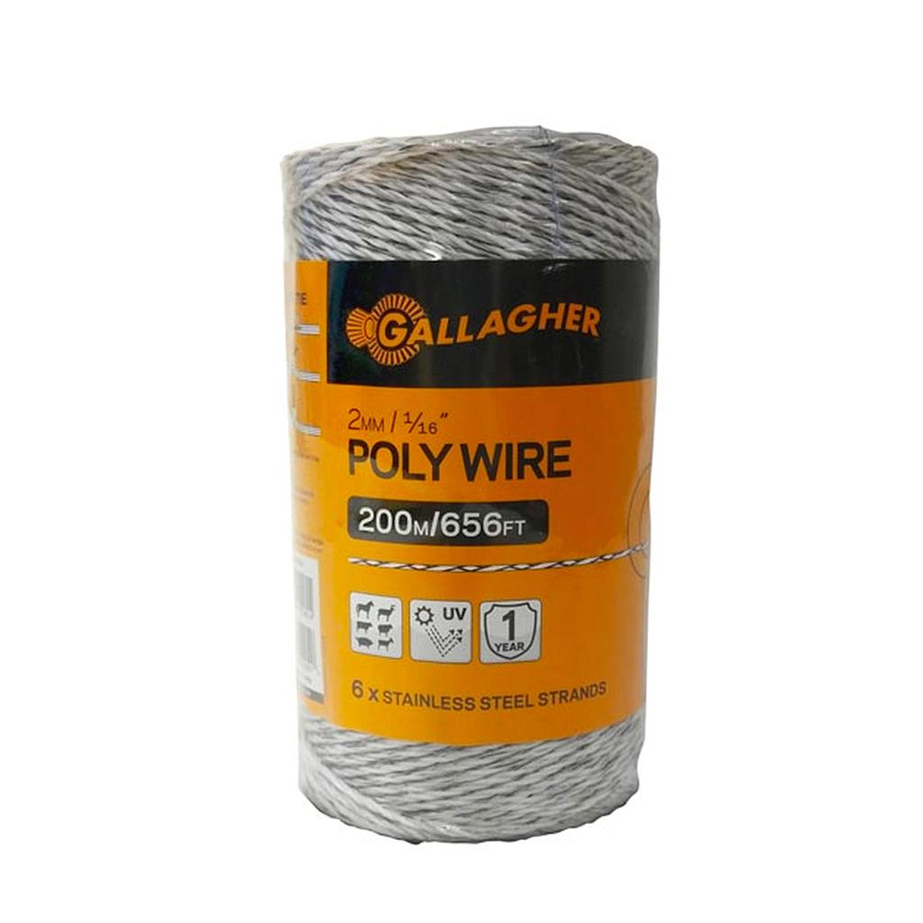 GALLAGHER POLYWIRE WHITE 6 STRANDS, 1/16"W X 200M/656FT L