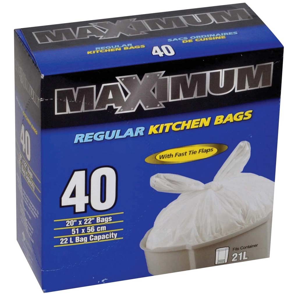 POLYETHICS MAXIMUM GARBAGE BAG, WHT, 40PK